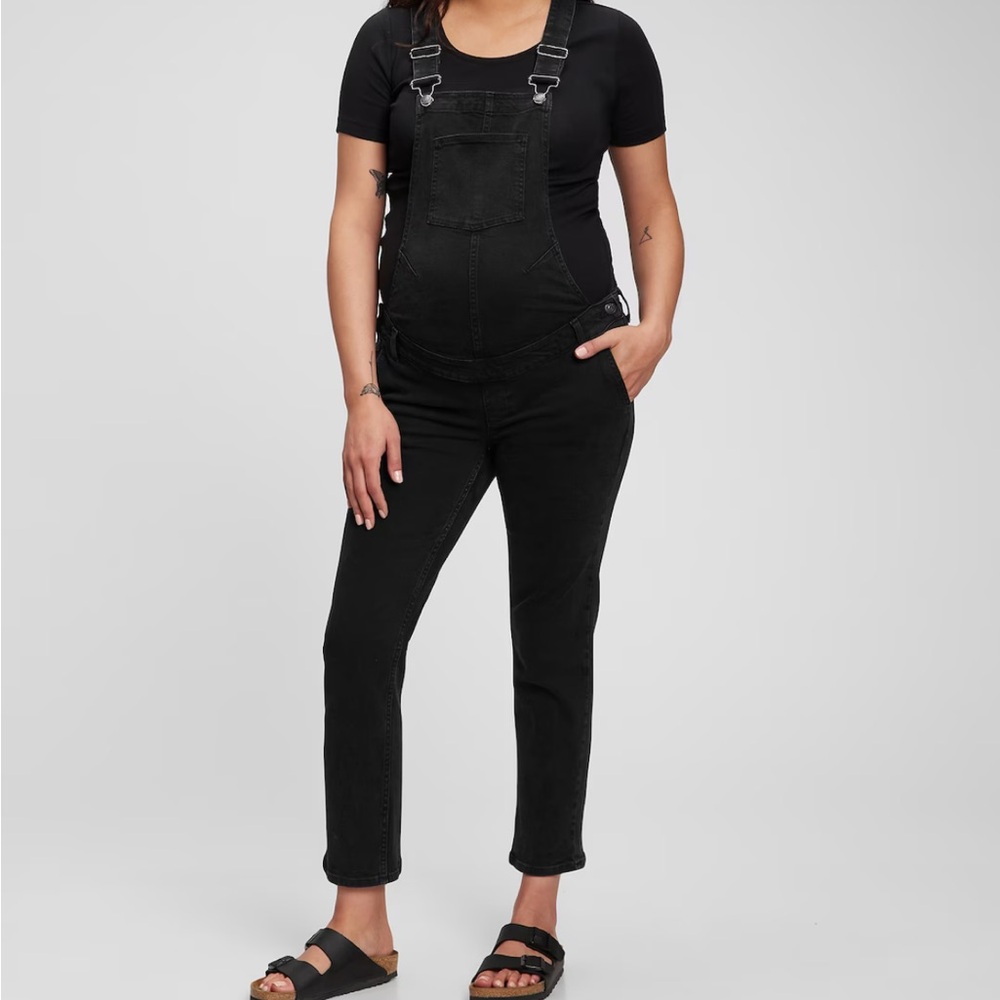 GAP Maternity Black Denim Overalls Slim Fit